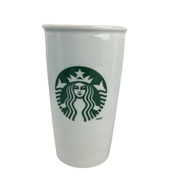 Starbucks Tumbler White Double Walled Ceramic Mermaid Siren Logo 12 oz  2011 u - Picture 1 of 4